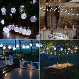 100 Led Solar Outdoor String Lights With Bubble Globe Bulbs, 12M Cool White - thumbnail 6