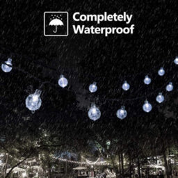 100 Led Solar Outdoor String Lights With Bubble Globe Bulbs, 12M Cool White - thumbnail 8