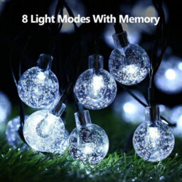 100 Led Solar Outdoor String Lights With Bubble Globe Bulbs, 12M Cool White - thumbnail 5