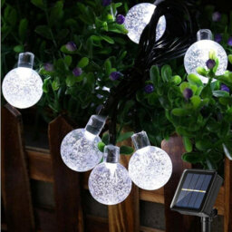 100 Led Solar Outdoor String Lights With Bubble Globe Bulbs, 12M Cool White - thumbnail 4