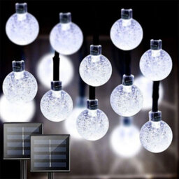 100 Led Solar Outdoor String Lights With Bubble Globe Bulbs, 12M Cool White - thumbnail 3