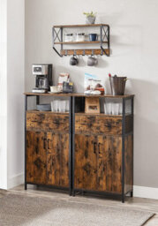 Songmics Storage Cabinet, Multipurpose Sideboard With Drawer And Adjustable Shelf, Bathroom Cabinet, Steel Frame, For Room - thumbnail 3