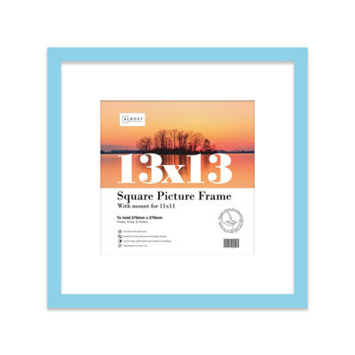 "13X13"" Light Blue Picture Frame - 13X13"" Square Frame With 11X11"" Mount For 13X13""/11X11"" Pictures Moderrn Style Thin Edge, 1 Pack" - image 1