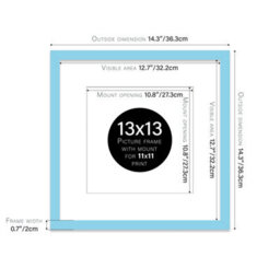 "13X13"" Light Blue Picture Frame - 13X13"" Square Frame With 11X11"" Mount For 13X13""/11X11"" Pictures Moderrn Style Thin Edge, 1 Pack" - thumbnail 2