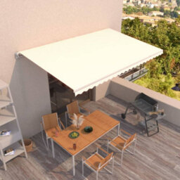 Berkfield Manual Retractable Awning 500X300 Cm Cream - thumbnail 1