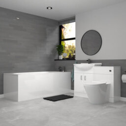 Nes Home White Vanity Unit With Basin, Wc Unit, Round Btw Toilet & 1700mm Bath - thumbnail 3