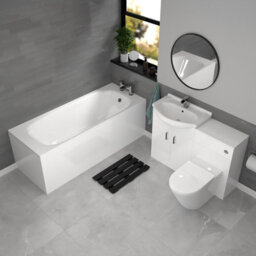 Nes Home White Vanity Unit With Basin, Wc Unit, Round Btw Toilet & 1700mm Bath - thumbnail 4