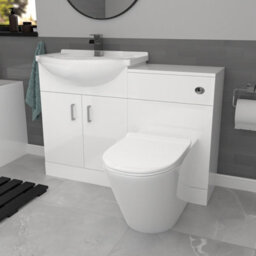 Nes Home White Vanity Unit With Basin, Wc Unit, Round Btw Toilet & 1700mm Bath - thumbnail 5
