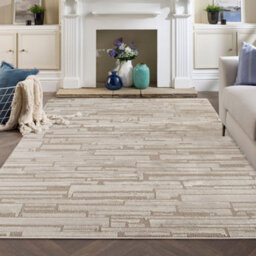 Hamilton Modern Sheen Area Rug - Blocked Bold Geometric Design Mocha 60Cm X 220Cm - thumbnail 5