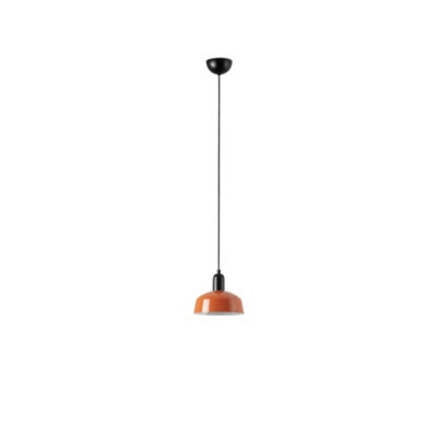 Luminosa Lighting Luminosa Tatawin Small Dome Pendant Ceiling Light Black, Gloss Reddish Orange 1X E27