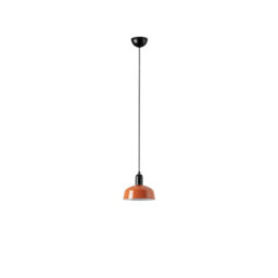 Luminosa Lighting Luminosa Tatawin Small Dome Pendant Ceiling Light Black, Gloss Reddish Orange 1X E27