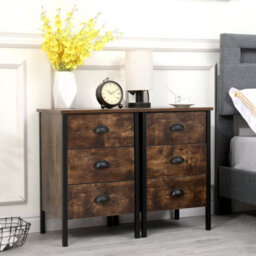 Furniturehmd Rustic Brown Chest Of Drawer,4 Drawer With Metal Handle,storage Organizer Unit,floor Cabinet For Bedroom,kitchen,livi - thumbnail 7