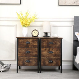 Furniturehmd Rustic Brown Chest Of Drawer,4 Drawer With Metal Handle,storage Organizer Unit,floor Cabinet For Bedroom,kitchen,livi - thumbnail 6