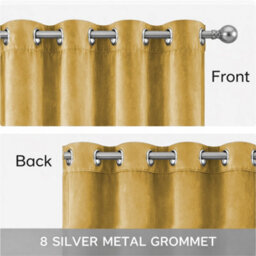 Bedlooms Ochre Crushed Velvet Curtains Blackout Thermal Insulated Eyelet Curtain (Pair) 46 X 54 Inches With Tie Back Two - thumbnail 5