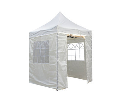 All Seasons Gazebos 2X2 Full Waterproof Pop Up Gazebo With 4 Lightweight Side Panels And Accessories Cream
