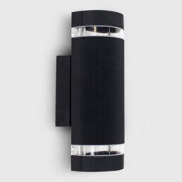 Valuelights Ryston 2 X Aluminium Outdoor Ip54 Rated Black Ribbed Glass Shade Wall Light Fittings With Gu10 Led Bulbs Warm White - thumbnail 4
