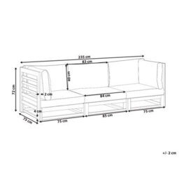 Beliani Garden Sofa 3 Seater Trani Modular Certified Acacia Wood Light Brown - thumbnail 3