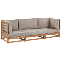 Beliani Garden Sofa 3 Seater Trani Modular Certified Acacia Wood Light Brown - thumbnail 1