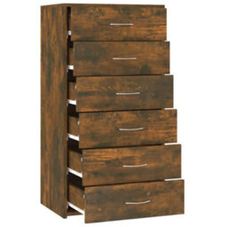 Berkfield Sturdy Sideboard With 6 Drawers Smoked Oak 50X34X96 Cm Engineered Wood - thumbnail 7