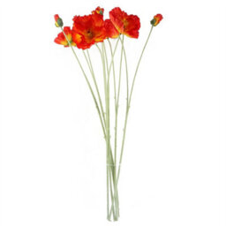 Leaf Artificial 100Cm Poppy And White Blossom Arrangement Glass Vase - thumbnail 3