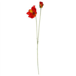 Leaf Artificial 100Cm Poppy And White Blossom Arrangement Glass Vase - thumbnail 4