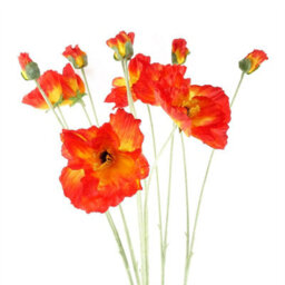 Leaf Artificial 100Cm Poppy And White Blossom Arrangement Glass Vase - thumbnail 2