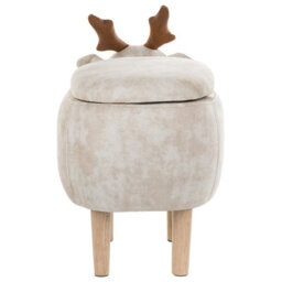 Beliani Reindeer Kids Stool Beige Upholstered Footstool With Storage, Child-Sized W63 X D31 X H40Cm - thumbnail 6