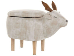 Beliani Reindeer Kids Stool Beige Upholstered Footstool With Storage, Child-Sized W63 X D31 X H40Cm - thumbnail 3