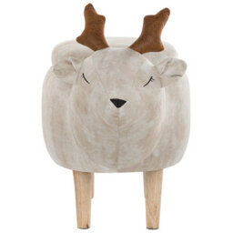 Beliani Reindeer Kids Stool Beige Upholstered Footstool With Storage, Child-Sized W63 X D31 X H40Cm - thumbnail 1