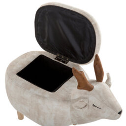 Beliani Reindeer Kids Stool Beige Upholstered Footstool With Storage, Child-Sized W63 X D31 X H40Cm - thumbnail 8