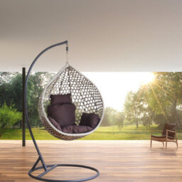 Hanging Chair S Fat0209 Grey Technorattan Swing Chair With Cushion Uv  Weather Resistant Up To 130 Kg - thumbnail 1