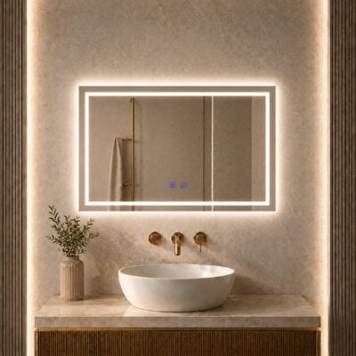Maerts-E 800X600mm Led Bathroom Mirror With Demister, 3 Colour Dimmable Lighting, Touch Sensor, Ip44 Wall Mounted - image 1