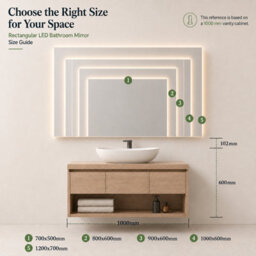 Maerts-E 800X600mm Led Bathroom Mirror With Demister, 3 Colour Dimmable Lighting, Touch Sensor, Ip44 Wall Mounted - thumbnail 4