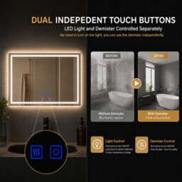 Maerts-E 800X600mm Led Bathroom Mirror With Demister, 3 Colour Dimmable Lighting, Touch Sensor, Ip44 Wall Mounted - thumbnail 6