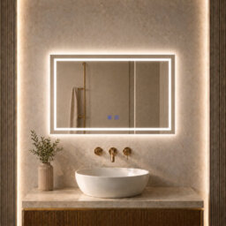 Maerts-E 800X600mm Led Bathroom Mirror With Demister, 3 Colour Dimmable Lighting, Touch Sensor, Ip44 Wall Mounted