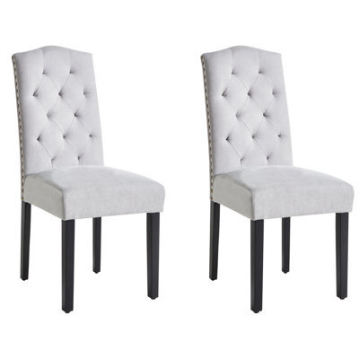Beliani Set Of 2 Dining Chairs Shirley Fabric Grey - image 1