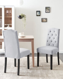 Beliani Set Of 2 Dining Chairs Shirley Fabric Grey - thumbnail 2
