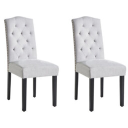 Beliani Set Of 2 Dining Chairs Shirley Fabric Grey