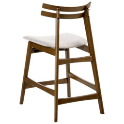 Beliani Set Of 2 Bar Chairs Cynthiana Wood Brown/ Light Beige - thumbnail 6