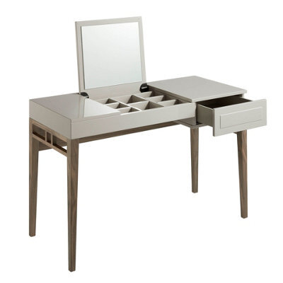 Angel Cerda Elegant Grey Wood And Walnut Dressing Table With Mirror For Modern Spaces - image 1