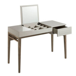 Angel Cerda Elegant Grey Wood And Walnut Dressing Table With Mirror For Modern Spaces