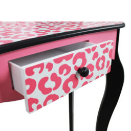 Teamson Kids Play Vanity Table Set, Children's Dressing Table With Mirror & Stool, Leopard Print, Pink/black - thumbnail 5