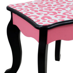 Teamson Kids Play Vanity Table Set, Children's Dressing Table With Mirror & Stool, Leopard Print, Pink/black - thumbnail 7