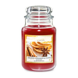 18Oz Scented Glass Jar Candle Orange Cinnamon & Clove 104H Burn Time With 8 Pcs Wax Melts - thumbnail 1