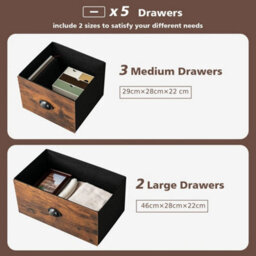 5 Drawers Chest Organiser 2 Tier Fabric Storage Organizer Chest Of Drawers - thumbnail 4