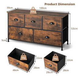 5 Drawers Chest Organiser 2 Tier Fabric Storage Organizer Chest Of Drawers - thumbnail 2