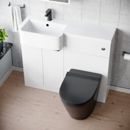 Nes Home 1000mm Lh Basin Vanity Black Handles, Wc Unit & Round Black Btw Toilet - thumbnail 3