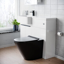 Nes Home 1000mm Lh Basin Vanity Black Handles, Wc Unit & Round Black Btw Toilet - thumbnail 2