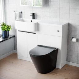 Nes Home 1000mm Lh Basin Vanity Black Handles, Wc Unit & Round Black Btw Toilet - thumbnail 1
