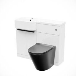 Nes Home 1000mm Lh Basin Vanity Black Handles, Wc Unit & Round Black Btw Toilet - thumbnail 4